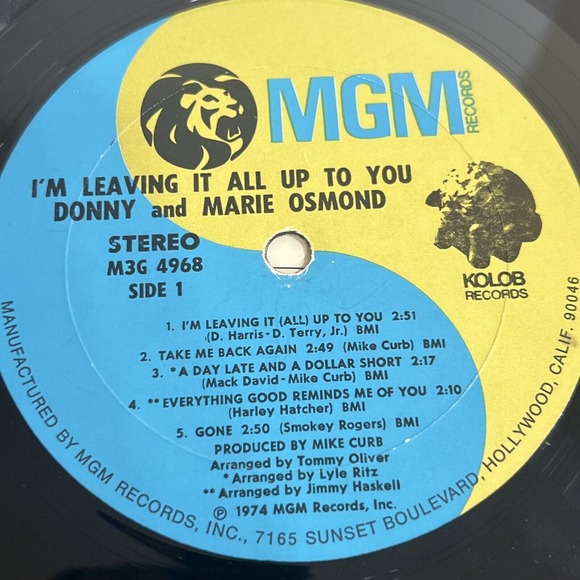Donny And Marie Osmond I'M Leaving It All Up To You LP Vinyl Record Album - Picture 10 of 11